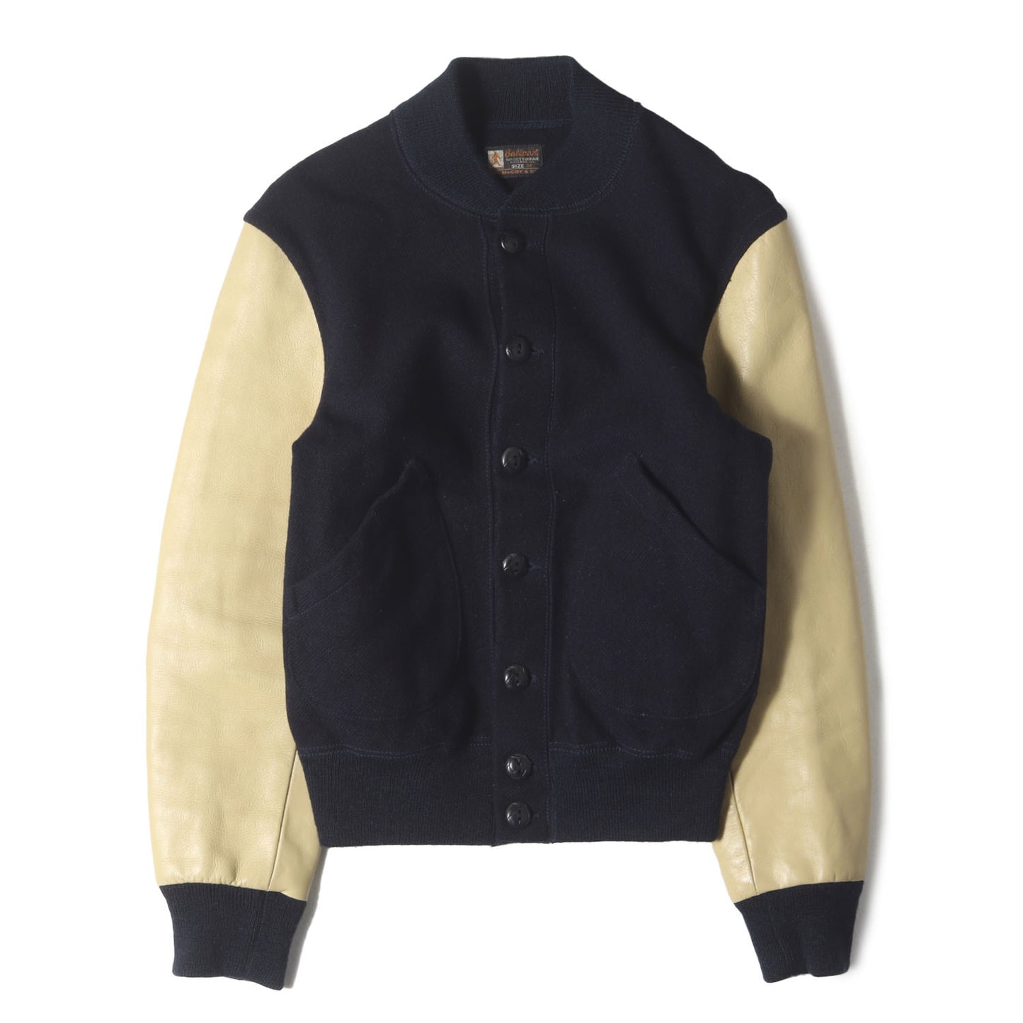 [BALL PARK] 袖レザー メルトンウール スタジャン