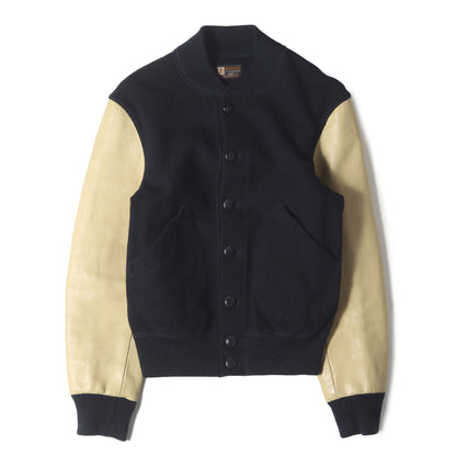 [BALL PARK] 袖レザー メルトンウール スタジャン