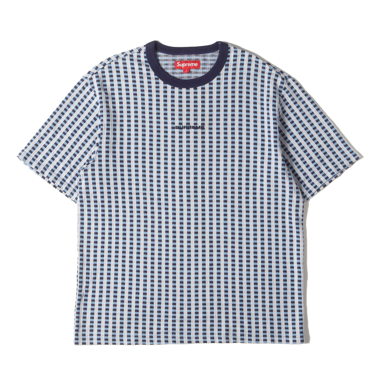 23AW ロゴ刺繍 グリッド チェック ジャガード Tシャツ(Grid Jacquard S/S Top)
