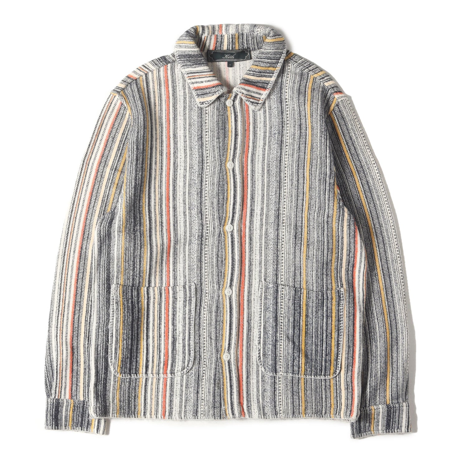 23AW マルチストライプ オーバーシャツ(Multi Stripe L/S Boxy Collared Overshirt)