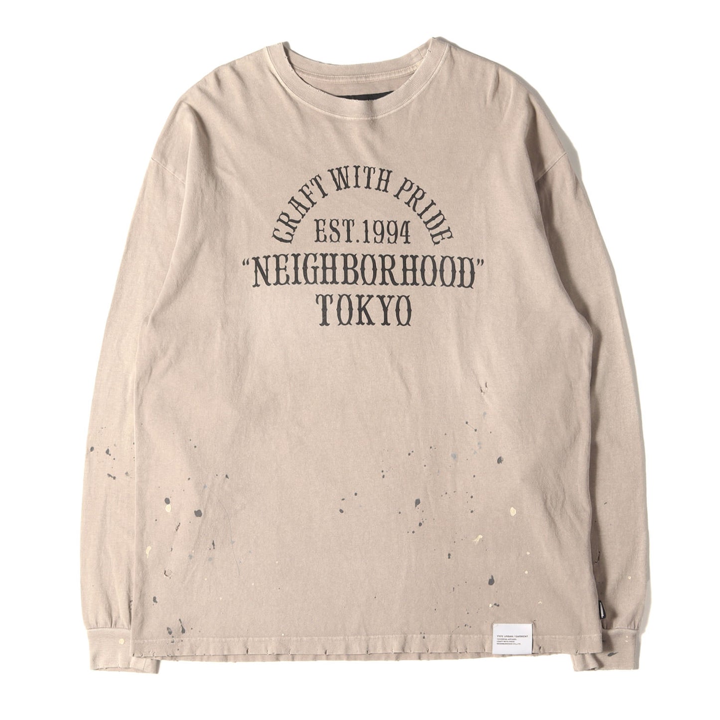 23AW ダメージ&ペイント加工 ロングスリーブ Tシャツ(DAMAGE CREWNECK LS)