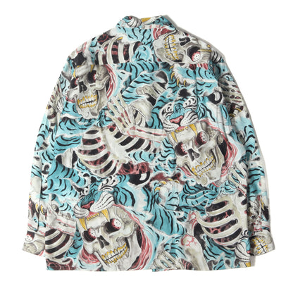22AW ×TIM LEHI 虎&ドクロ柄 レーヨン ハワイアンシャツ / アロハシャツ(L/S HAWAIIAN SHIRT)