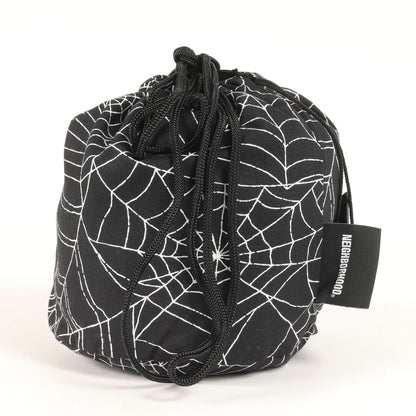 23SS スパイダーウェブ柄 巾着バッグ / ポーチ(SPIDERWEB DRAWSTRING BAG)