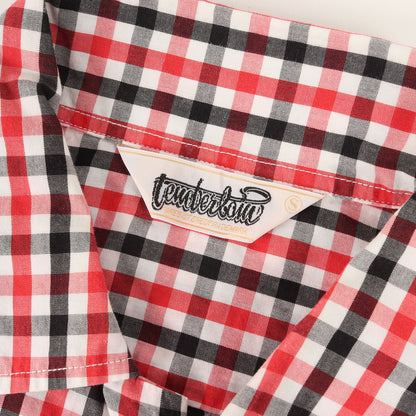 00s チェーン刺繍ロゴ オープンカラー チェック 半袖シャツ