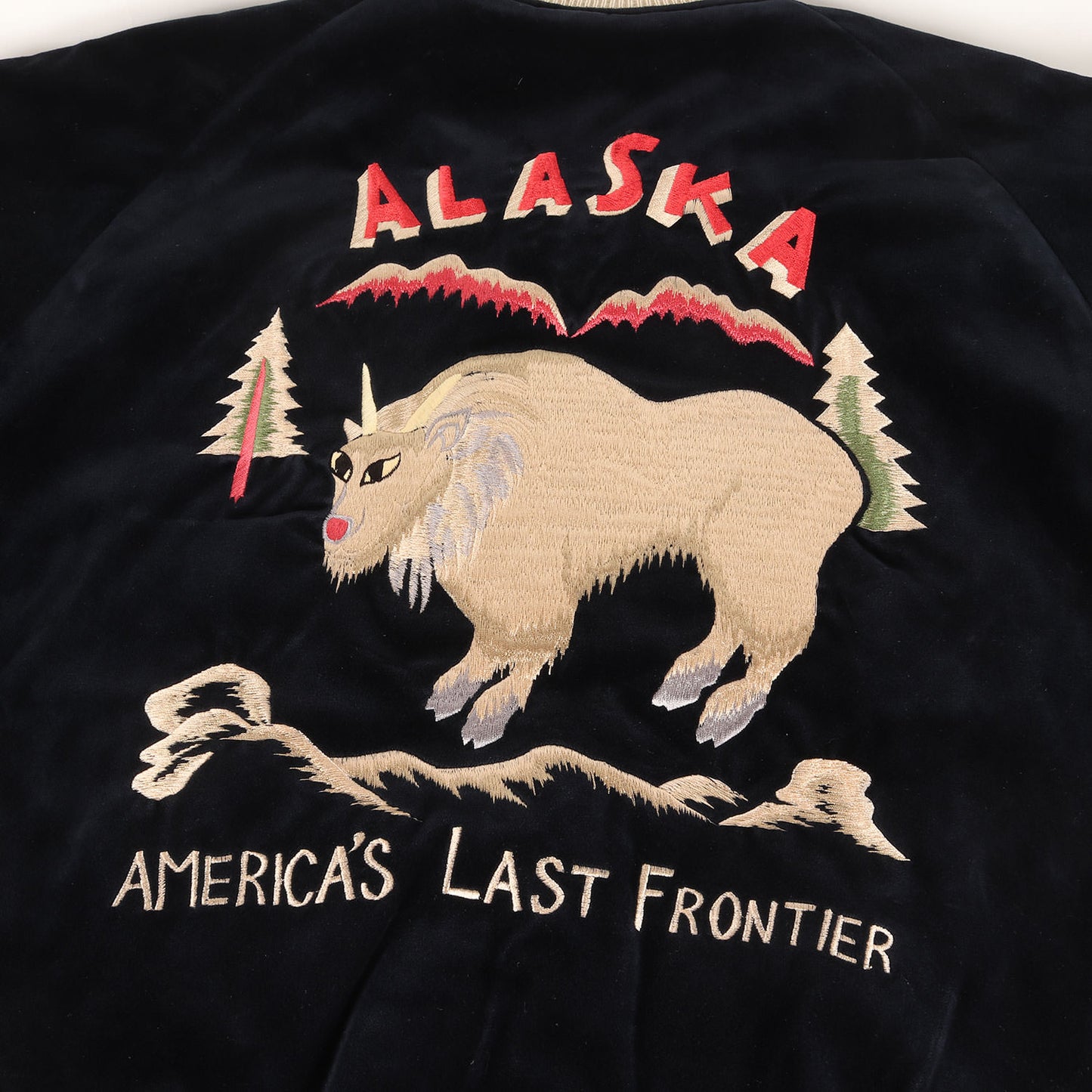 [1950年代後期復刻 ALASKA] 24AW 別珍 スーベニア リバーシブル スカジャン (シロイワヤギ × トーテムポール)