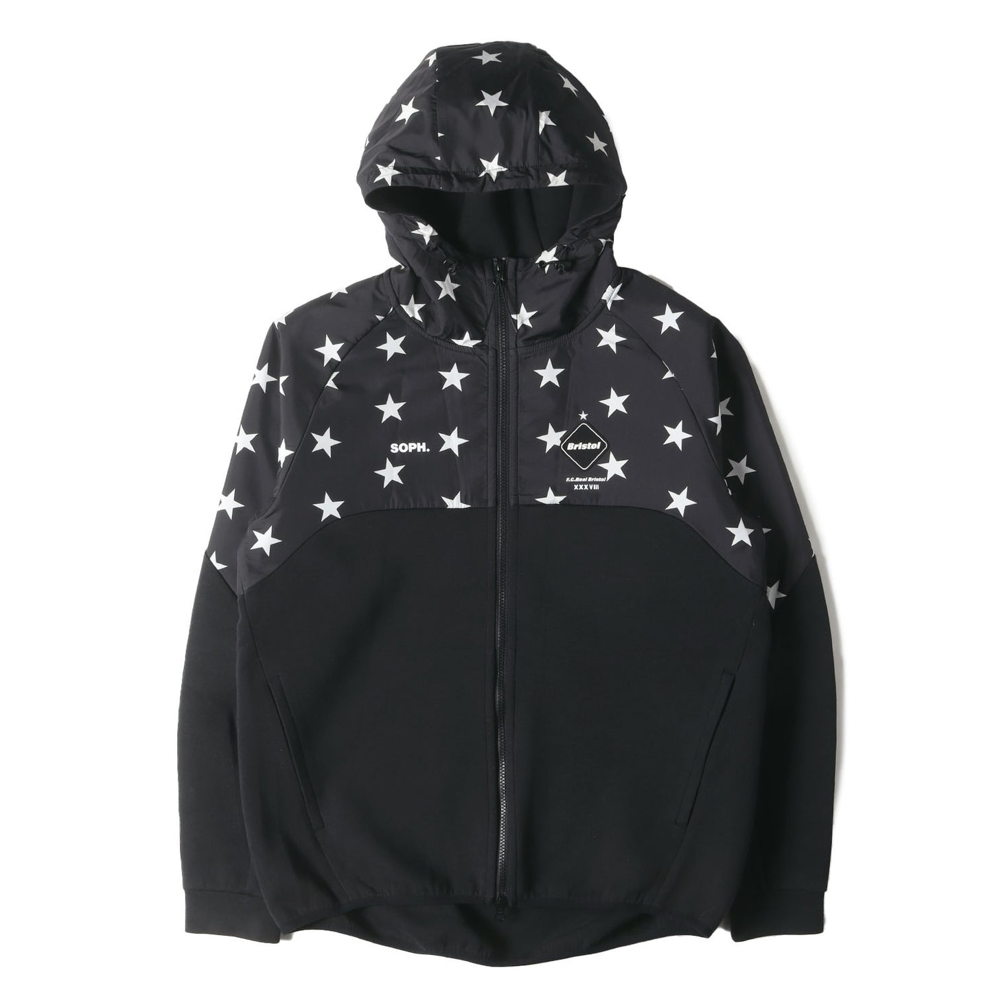 スター柄 ストレッチ スウェット ベンチレーション ジップ パーカー(VENTILATION HOOD TOP)