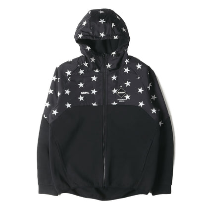 スター柄 ストレッチ スウェット ベンチレーション ジップ パーカー(VENTILATION HOOD TOP)