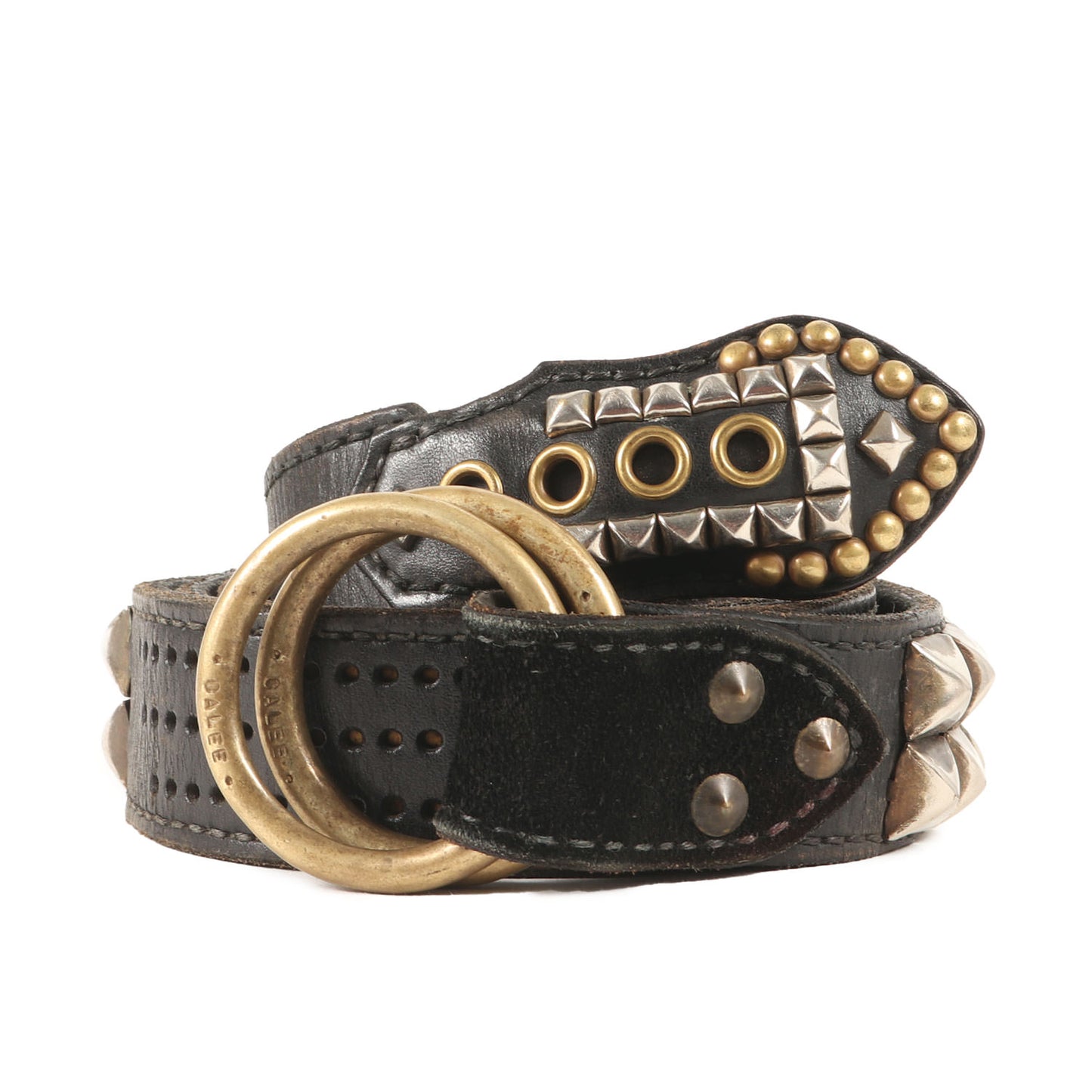 スタッズ付き レザー リング ベルト