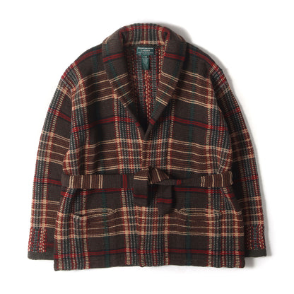 90s チェック ウールニット ガウン