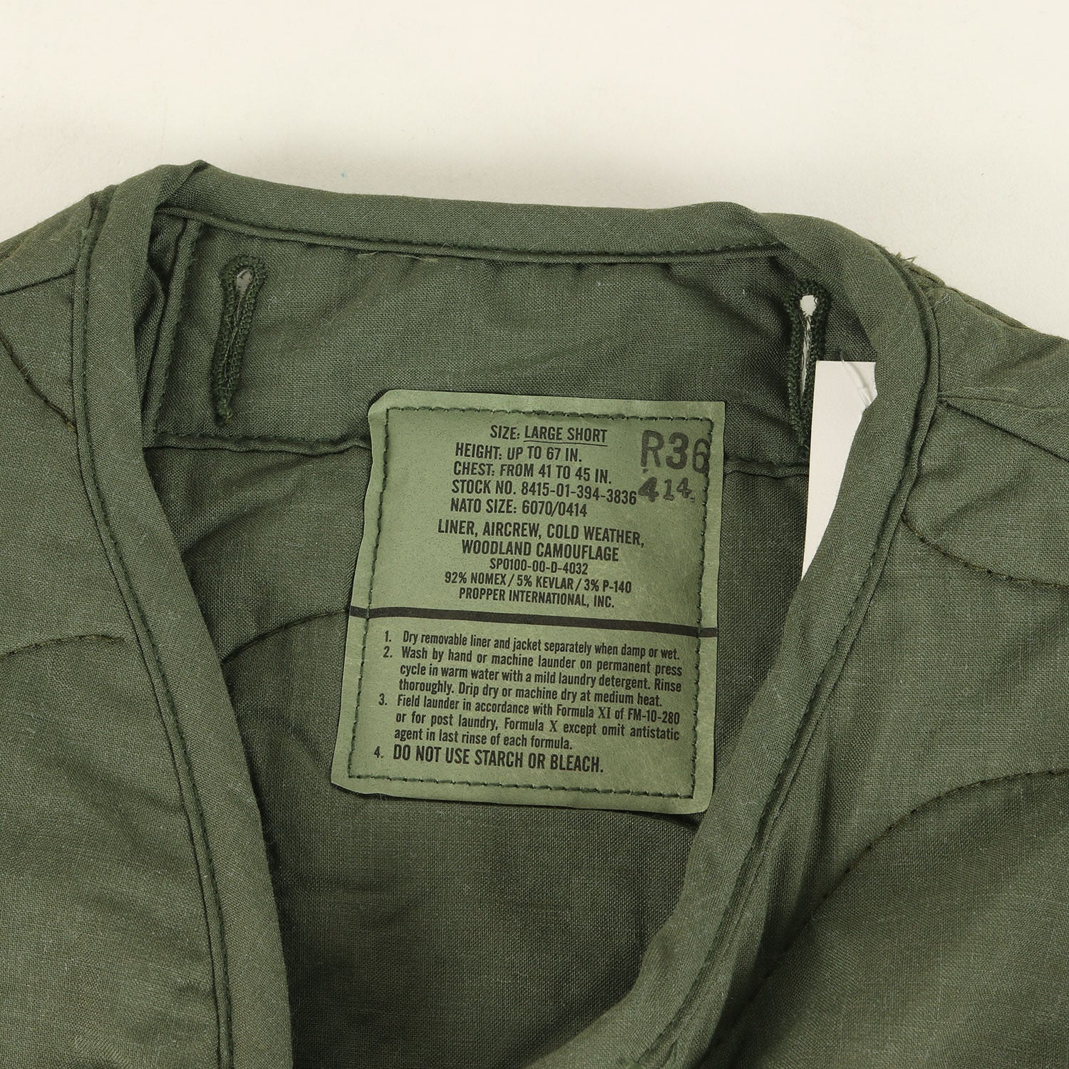 デッドストック] 00s 米軍実物 L-R ヘリクルー M-65ジャケット用 
