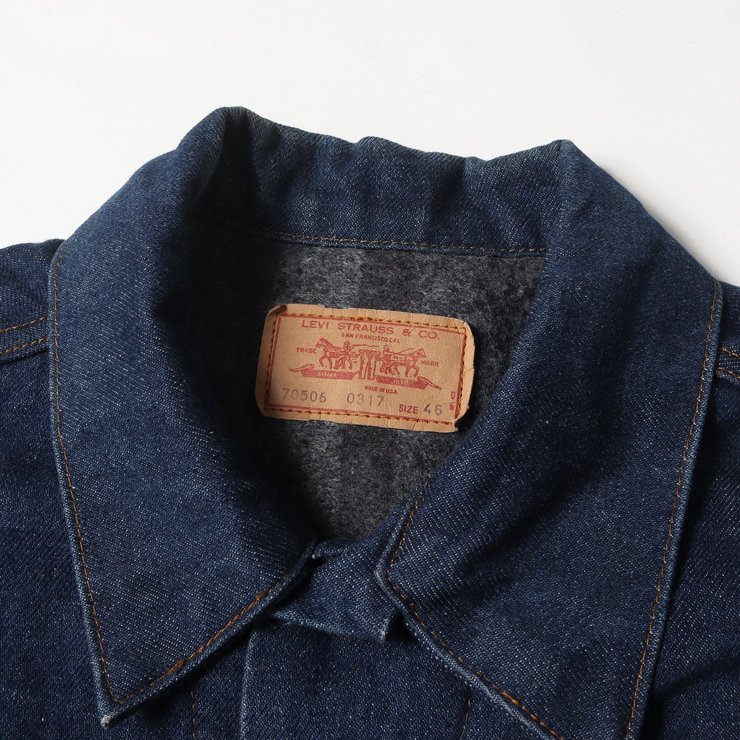 [濃紺 ビッグサイズ] 80s 70506-0317 ブランケット付き デニムジャケット / Gジャン