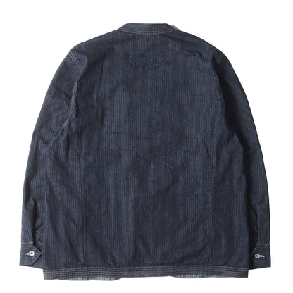 23SS ヘリンボーンデニム ノーカラー 3つボタン ジャケット(DENIM HB 3BUTTON JKT)