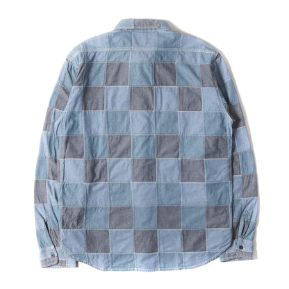 00s チンスト付き シャンブレー パッチワーク ワークシャツ