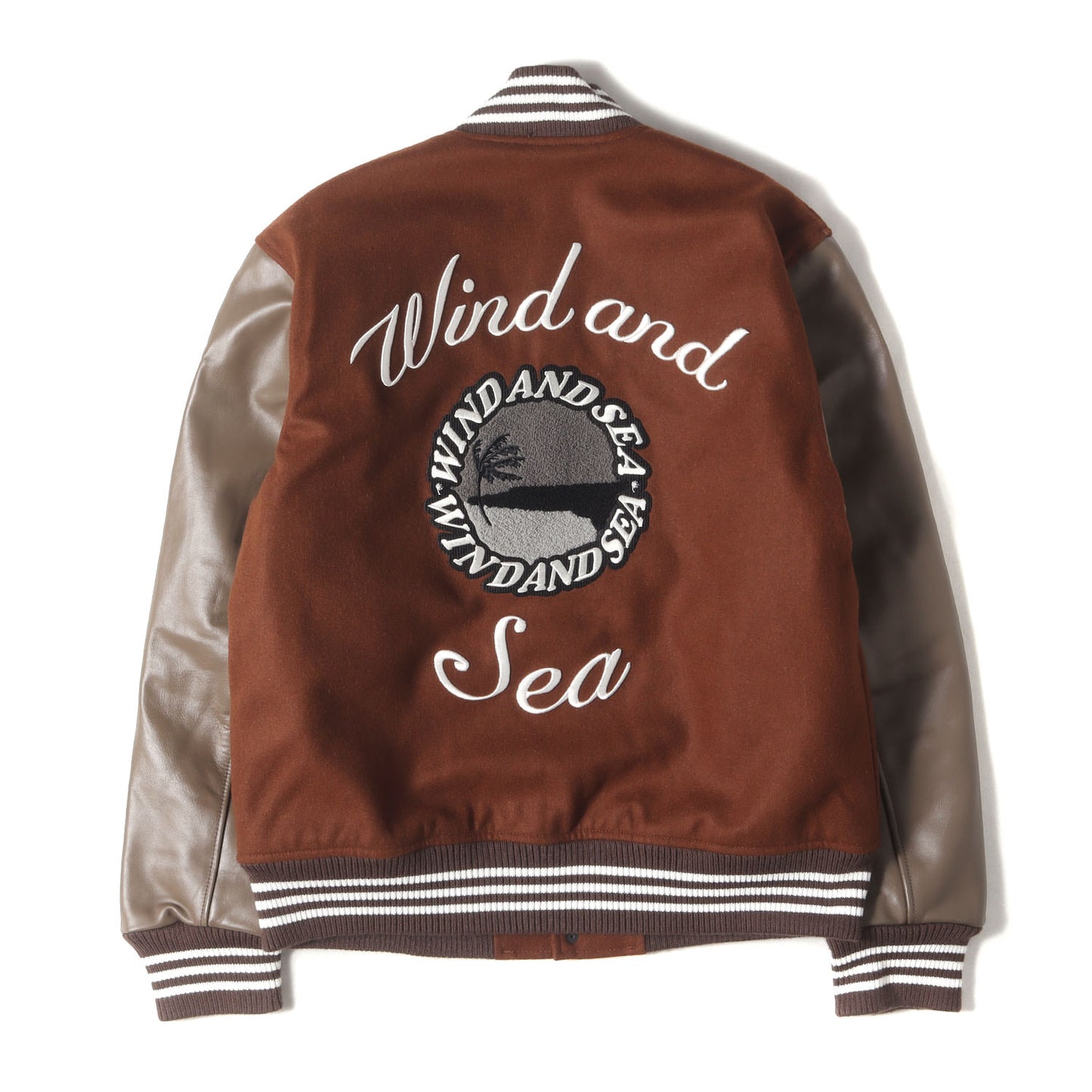22AW パームツリー 袖レザー メルトン バーシティジャケット / スタジャン(Varsity Jacket)