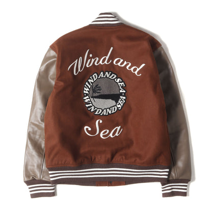 22AW パームツリー 袖レザー メルトン バーシティジャケット / スタジャン(Varsity Jacket)