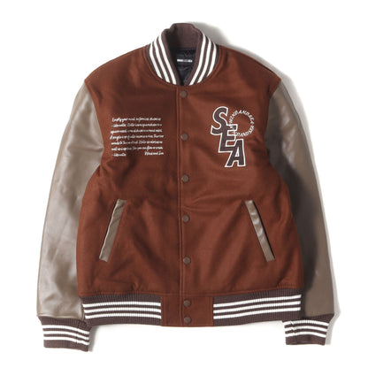 22AW パームツリー 袖レザー メルトン バーシティジャケット / スタジャン(Varsity Jacket)