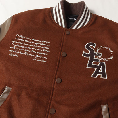 22AW パームツリー 袖レザー メルトン バーシティジャケット / スタジャン(Varsity Jacket)
