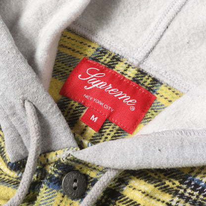 フード付き チェック フランネルシャツ(Hooded Plaid Flannel Shirt)