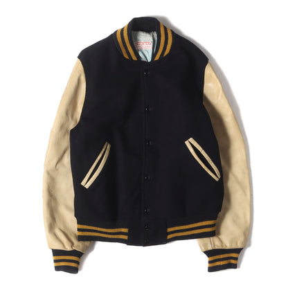 60～70s 無地 袖レザー メルトン スタジャン / THE TEAM SPORTING GOODS
