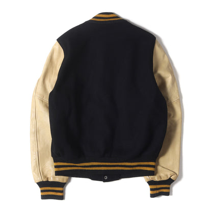 60～70s 無地 袖レザー メルトン スタジャン / THE TEAM SPORTING GOODS