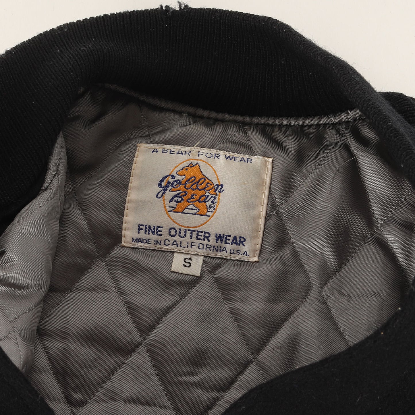 [USA製 白タグ] 80s 無地 袖レザー メルトンウール スタジャン