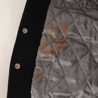 [USA製 白タグ] 80s 無地 袖レザー メルトンウール スタジャン