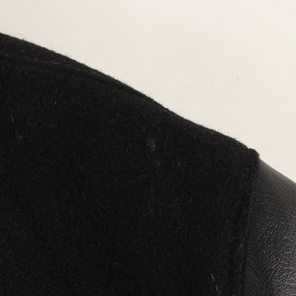 [USA製 白タグ] 80s 無地 袖レザー メルトンウール スタジャン