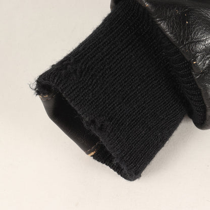 [USA製 白タグ] 80s 無地 袖レザー メルトンウール スタジャン