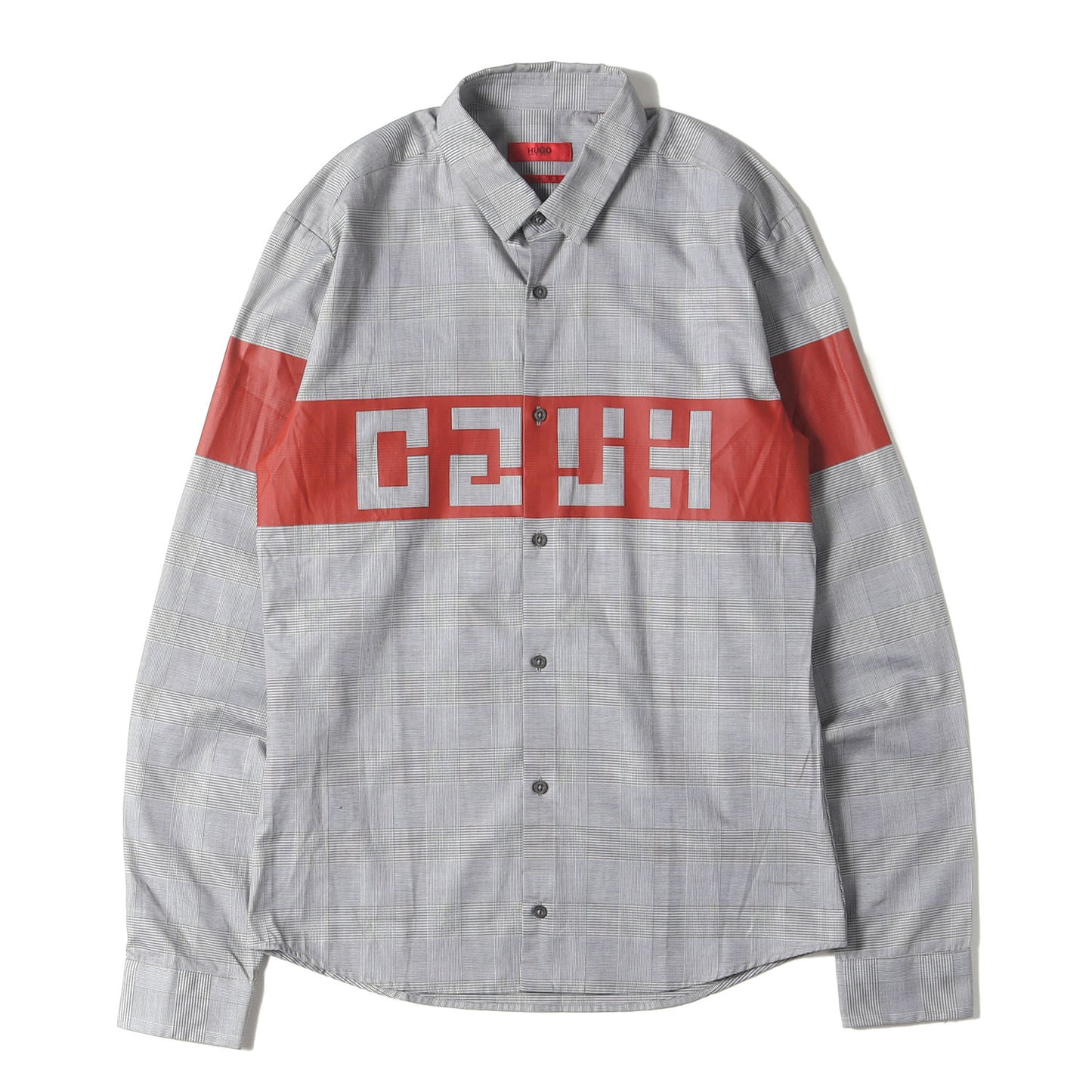 プリントデザイン グレンチェック コットン シャツ(Extra Slim Fit)