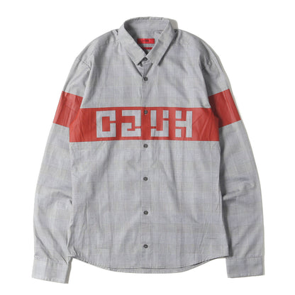 プリントデザイン グレンチェック コットン シャツ(Extra Slim Fit)