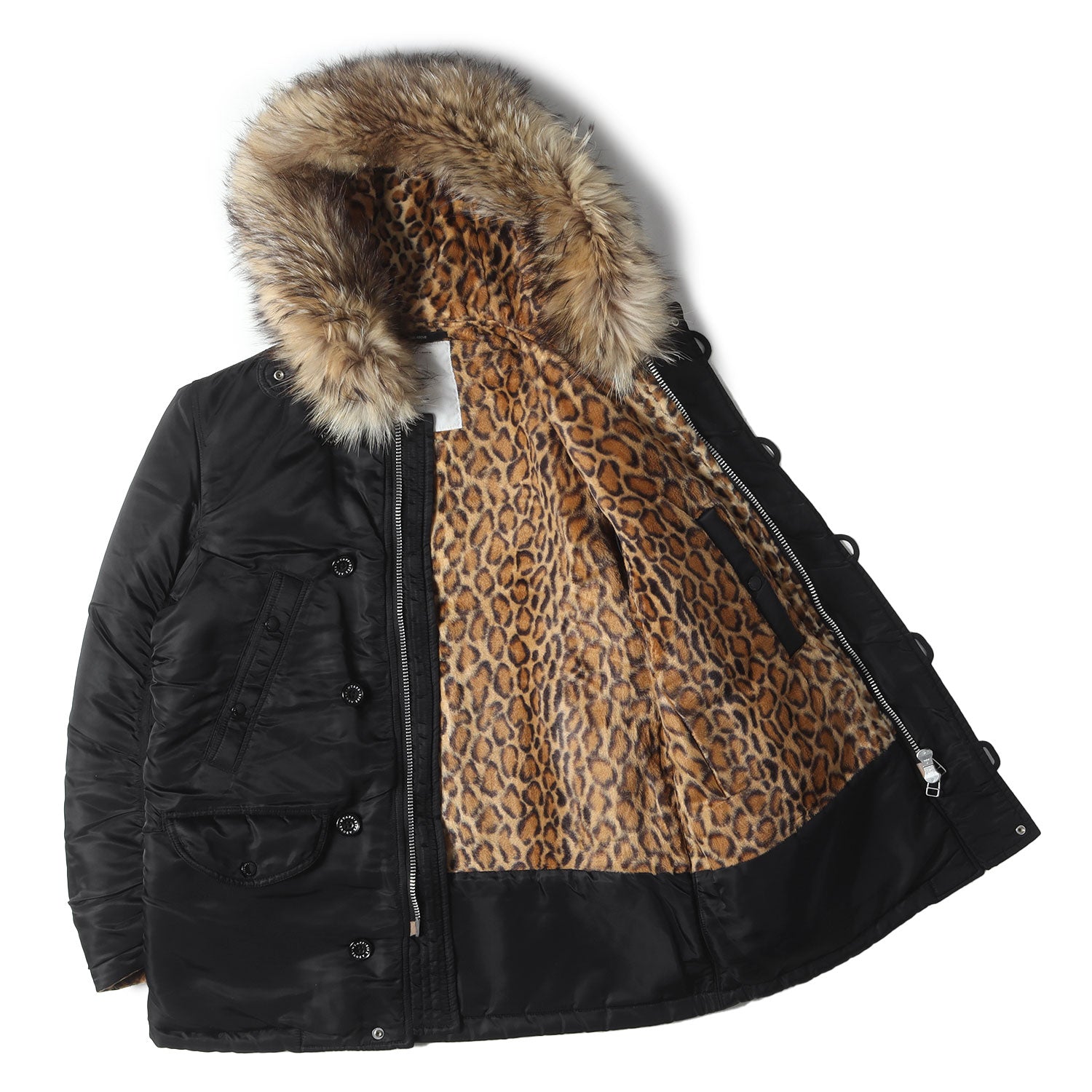 リアルファー付き 裏地レオパード N-3B フライトジャケット(N-3B