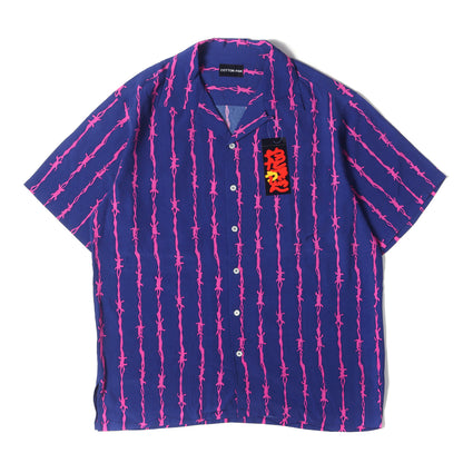 24SS バーブワイヤー柄 オープンカラー レーヨン 半袖シャツ(Chank S/S：Wired)
