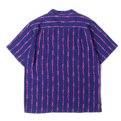 24SS バーブワイヤー柄 オープンカラー レーヨン 半袖シャツ(Chank S/S：Wired)