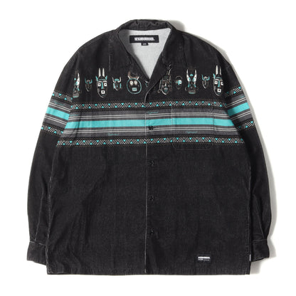 23AW マスク プリント コーデュロイ オープンカラーシャツ(MASK PRINT SHIRT LS)