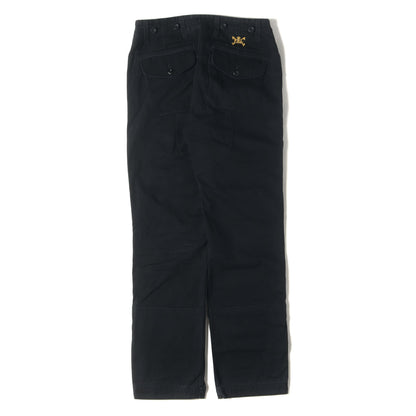 エンブレム刺繍 ダメージ加工 コットンツイル パンツ