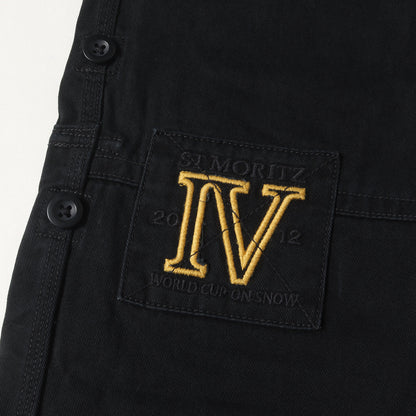 エンブレム刺繍 ダメージ加工 コットンツイル パンツ