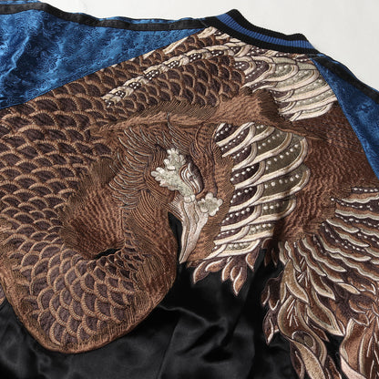 鳳凰 刺繍 リバーシブル サテン スカジャン