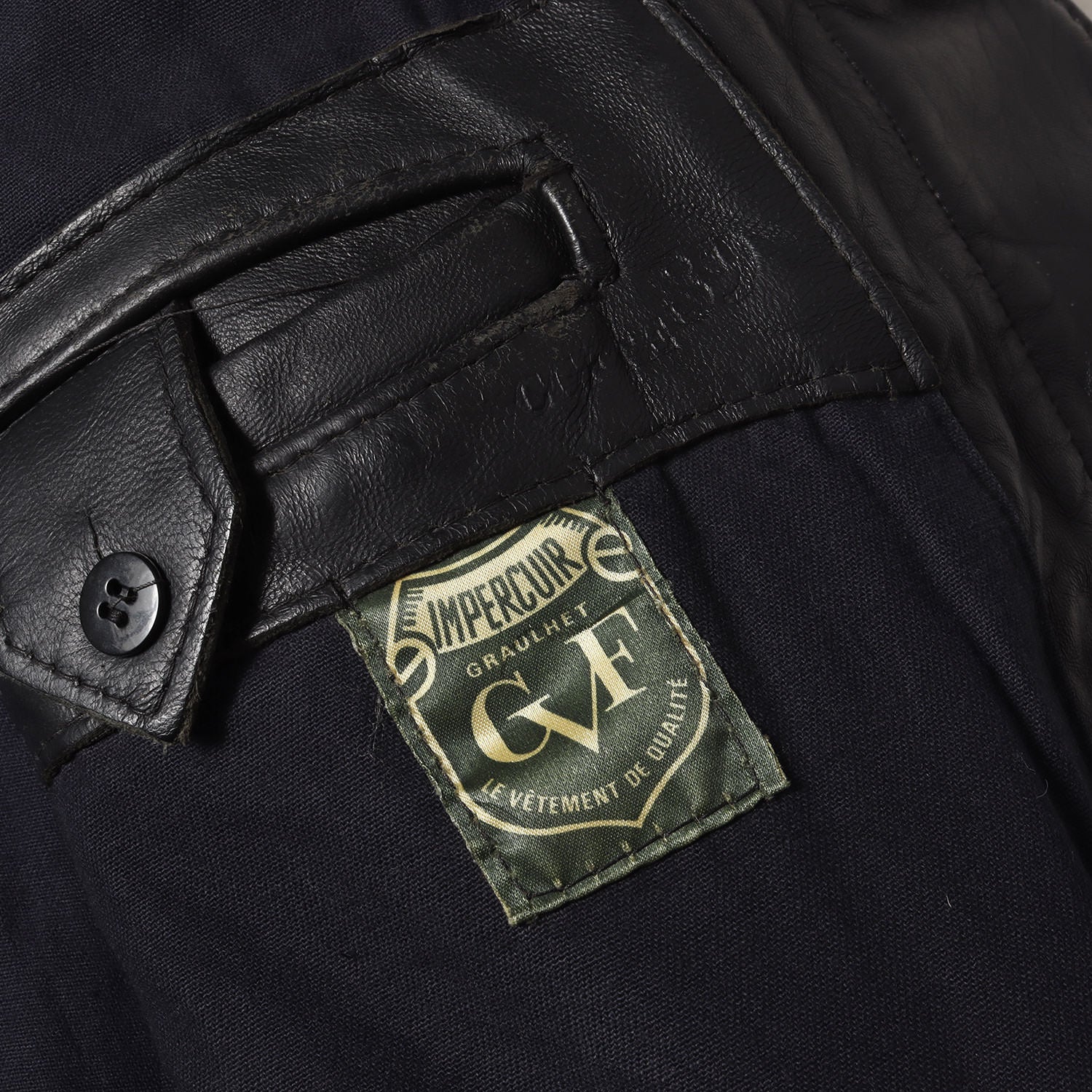 Euro vintage ユーロヴィンテージ ジャケット ブラック 黒 サイズ:記載なし(L位) | 雰囲気抜群 | 60s レザー ファイヤーマンジャケット | GVF IMPERCUIR GRAULHET | レザーコート | 60年代 古着 | アウター ブルゾン 上着【メンズ】【中古】【K4617】 雰囲気抜群] 60s レザー ファイヤーマンジャケット / GVF IMPERCUIR