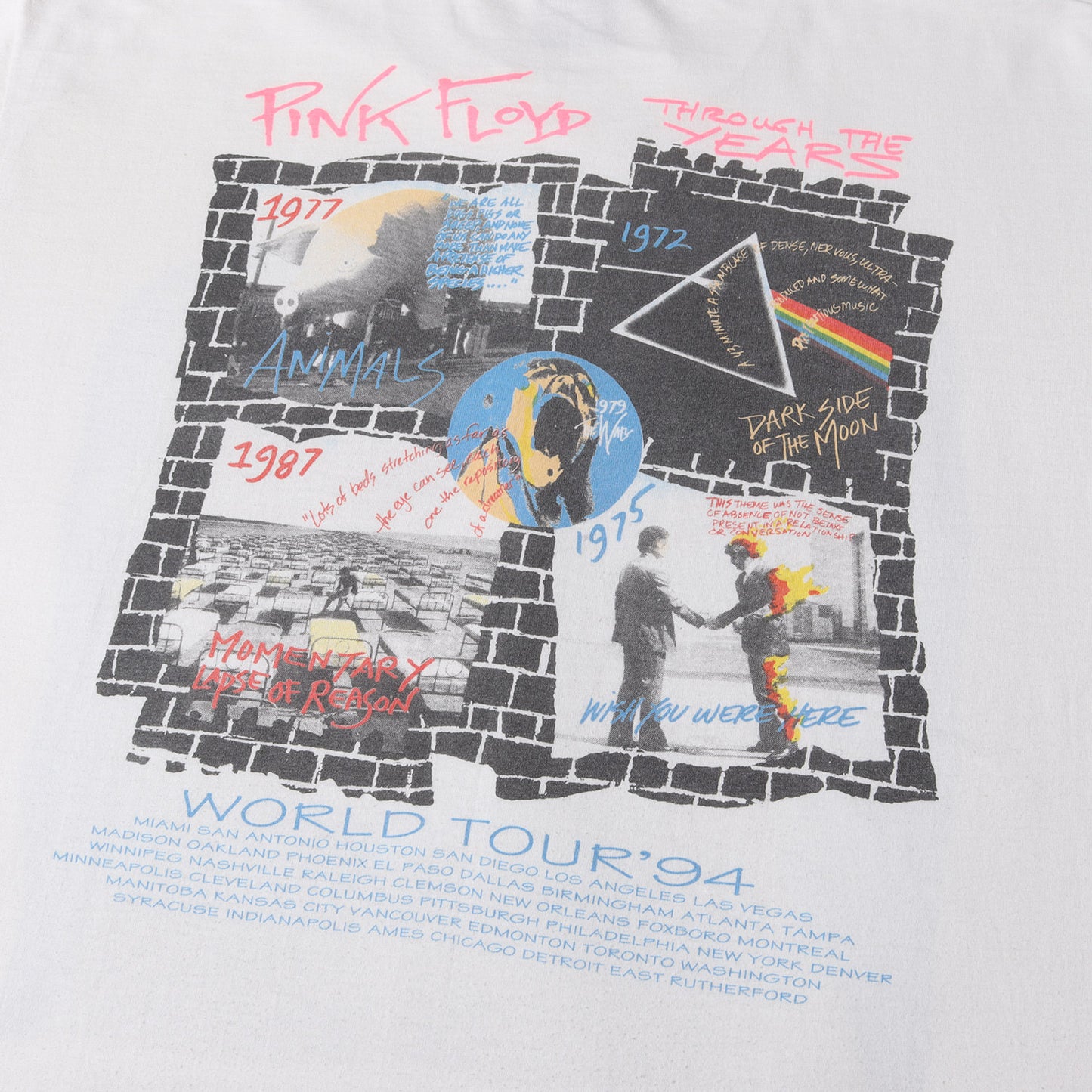 90s Pink Floyd The Division Bell WORLD TOUR ’94 Tシャツ(ONEITAボディ / USA製)