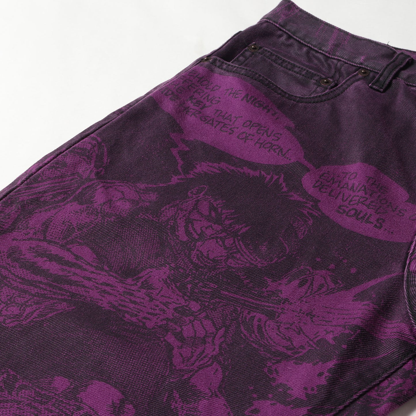 21AW ×THE CROW コミック総柄プリント デニムパンツ(Regular Jean)