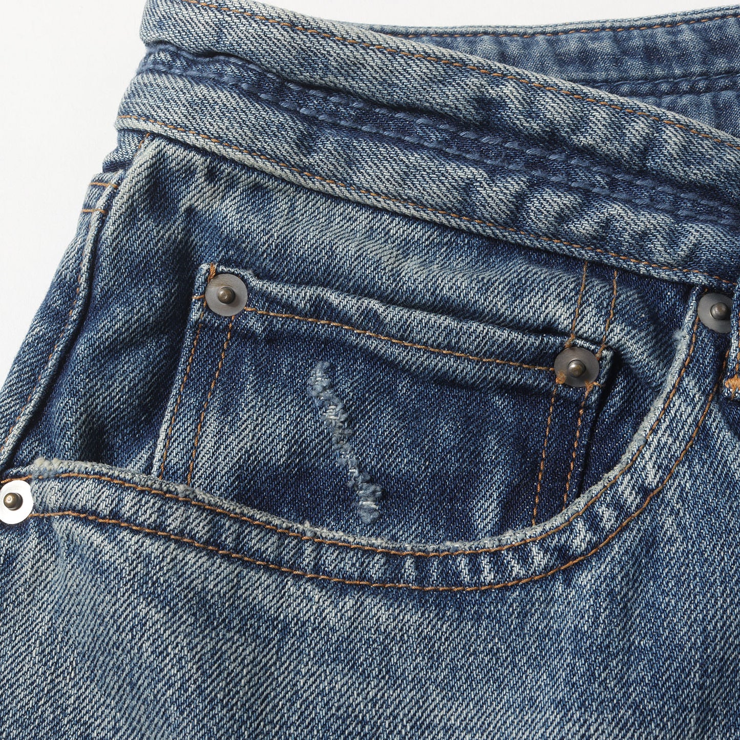 22W/23S ヴィンテージ加工 デニムパンツ(DWELLER 5P JEANS 03 COTTON 13.5oz SELVEDGE DENIM VW)