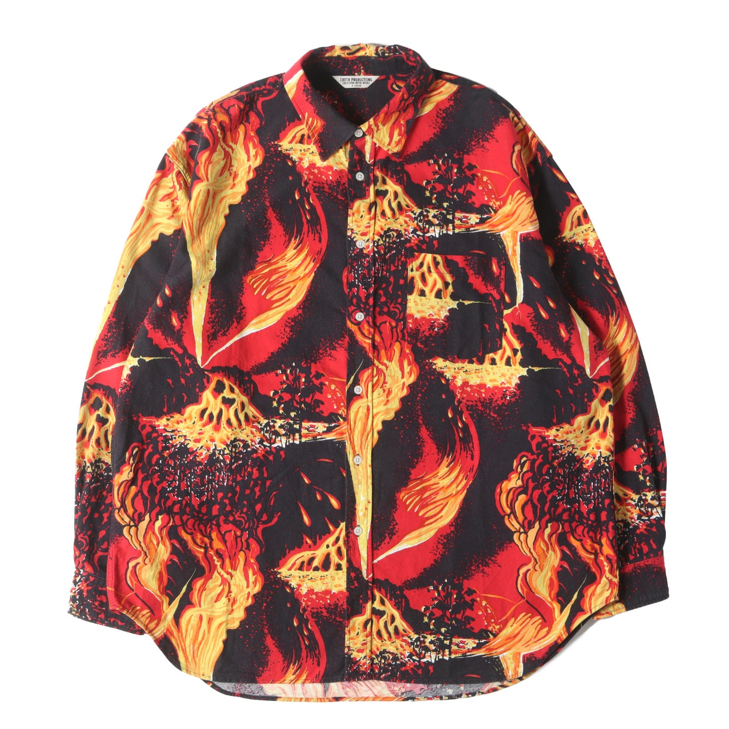 火山柄 オーバーサイズ コットンシャツ(Eruption Open-Neck Shirt)