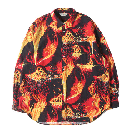 火山柄 オーバーサイズ コットンシャツ(Eruption Open-Neck Shirt)