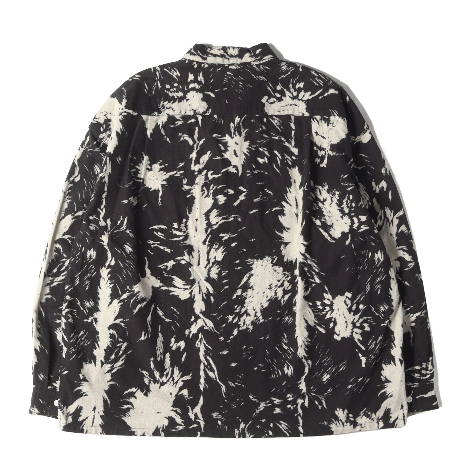 COOTIE クーティー シャツ サイズ:XL / 21AW ウルフ柄 オープンカラー オーバーサイズ フランネルシャツ (Wolf Print Nel Open Collar Shirt) / ブラック 黒 / トップス カジュアルシャツ 長袖【メンズ】【中古】 COOTIE (クーティー) 21AW ウルフ柄 オープンカラー オーバーサイズ