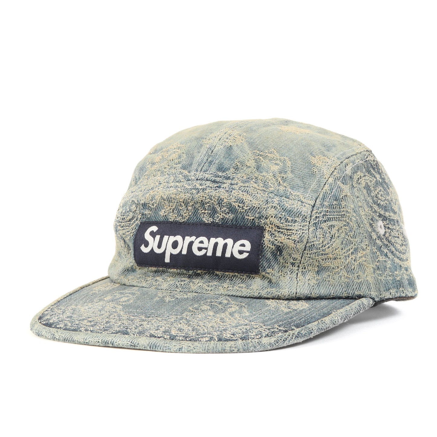 25SS バンダナ柄 ジャガード デニム BOXロゴ キャンプキャップ(Bandana Jacquard Denim Camp Cap)