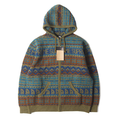 22AW ×THE NORTH FACE ノルディック柄 ジップ ウールニット セーター(Zip Up Hooded Sweater)