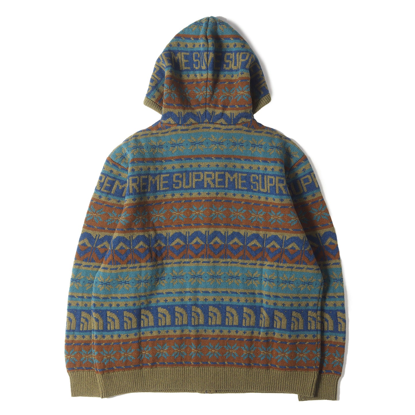 22AW ×THE NORTH FACE ノルディック柄 ジップ ウールニット セーター(Zip Up Hooded Sweater)