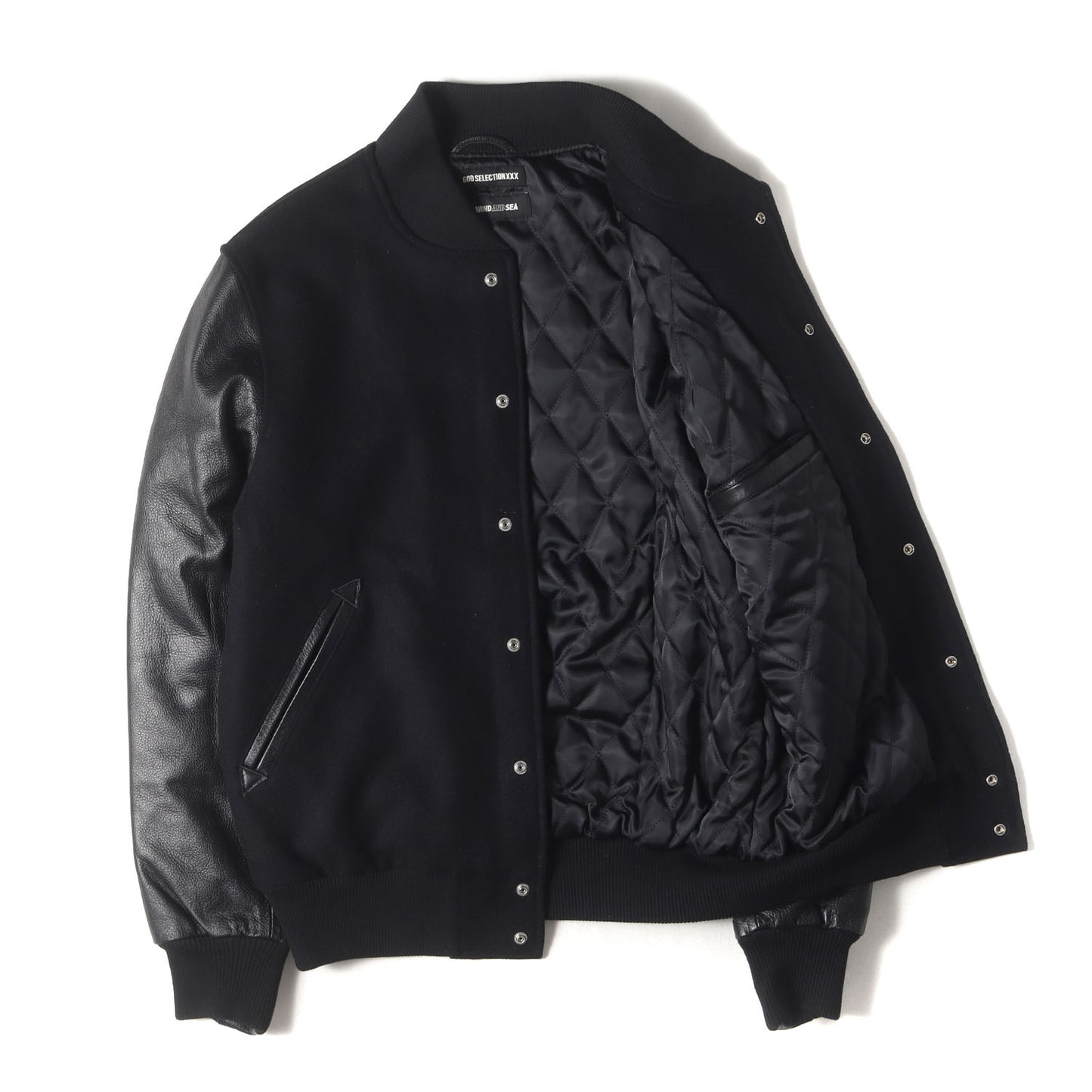 21AW ×GOD SELECTION XXX 袖レザー メルトン バーシティジャケット / スタジャン(Varsity Jacket)