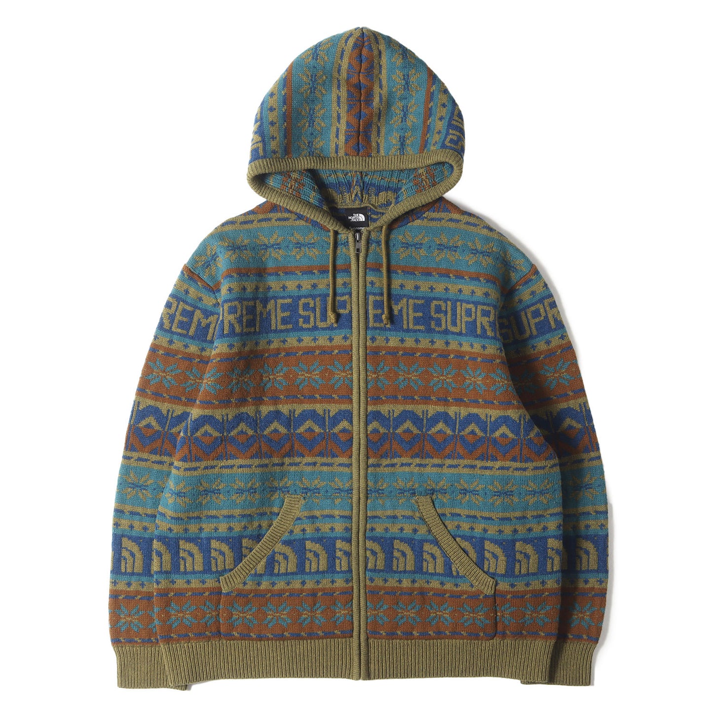 22AW ×THE NORTH FACE ノルディック柄 ジップ ウールニット セーター(Zip Up Hooded Sweater)