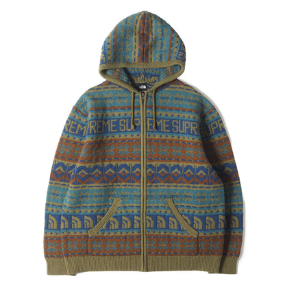 22AW ×THE NORTH FACE ノルディック柄 ジップ ウールニット セーター(Zip Up Hooded Sweater)